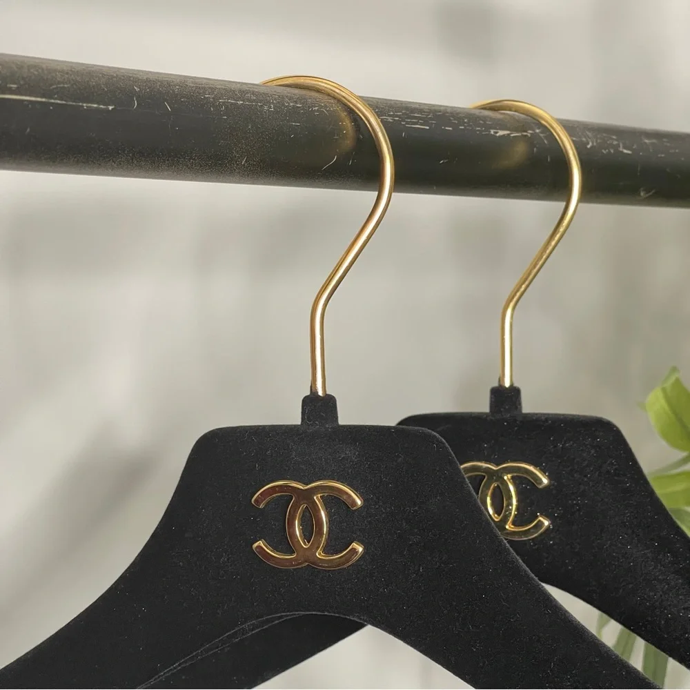 CHANEL Black Velvet Hangers, Set of 2